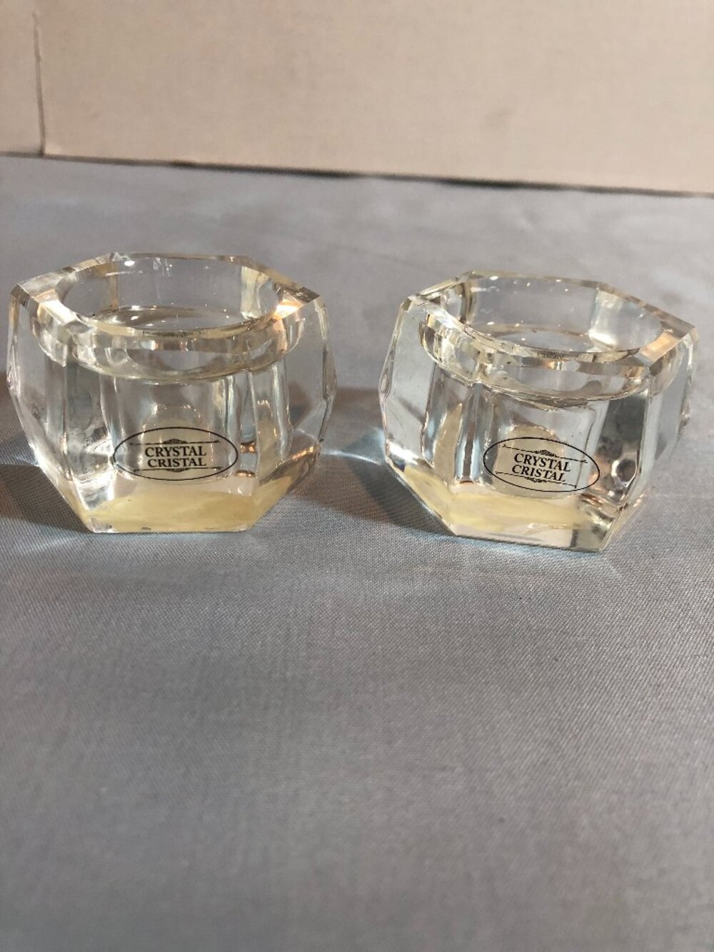 SET of 2 Crystal Taper Candle Holders #F44
